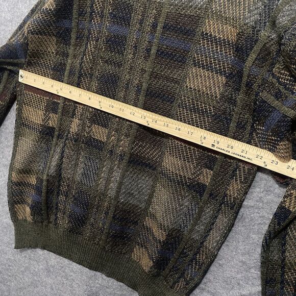 VTG Tricots‎ St Raphael Merino Wool Sweater Mens Sz L Green Plaid Pullover - Picture 5 of 6